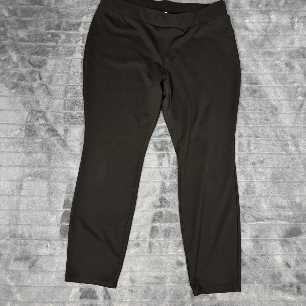 White House Black Market Black Ponte Knit Leggings XL Pull On Stretch Pants
